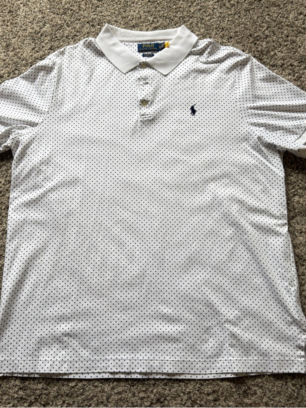 Ralph Lauren White Polo with Navy Microdots